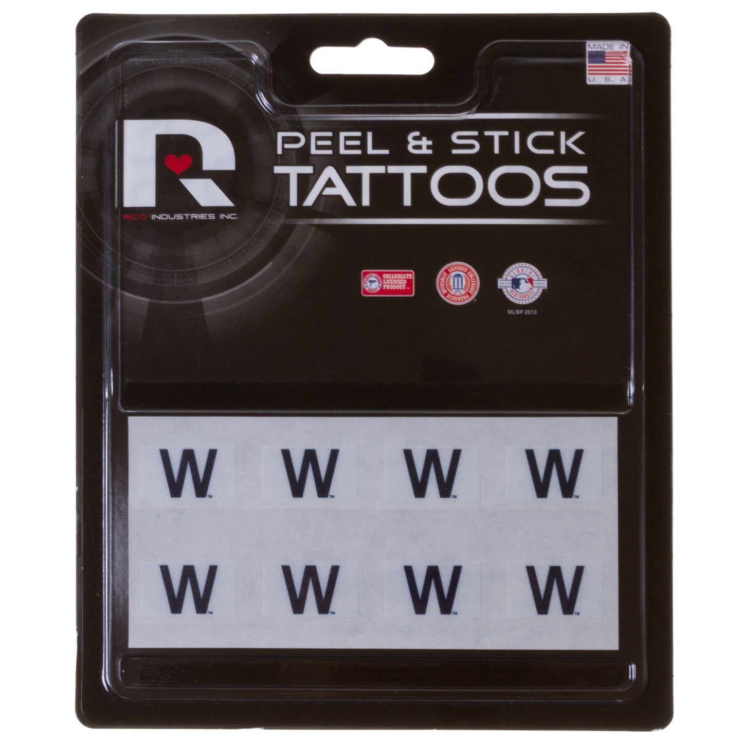 Chicago Cubs 8-Piece Peel-and-Stick W Flag Temporary Tattoos