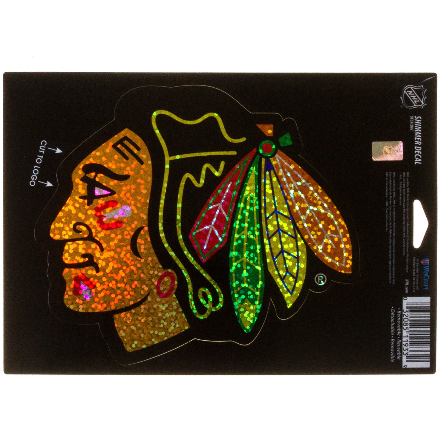 Chicago Blackhawks Shimmer Glitter Indian Head Decal