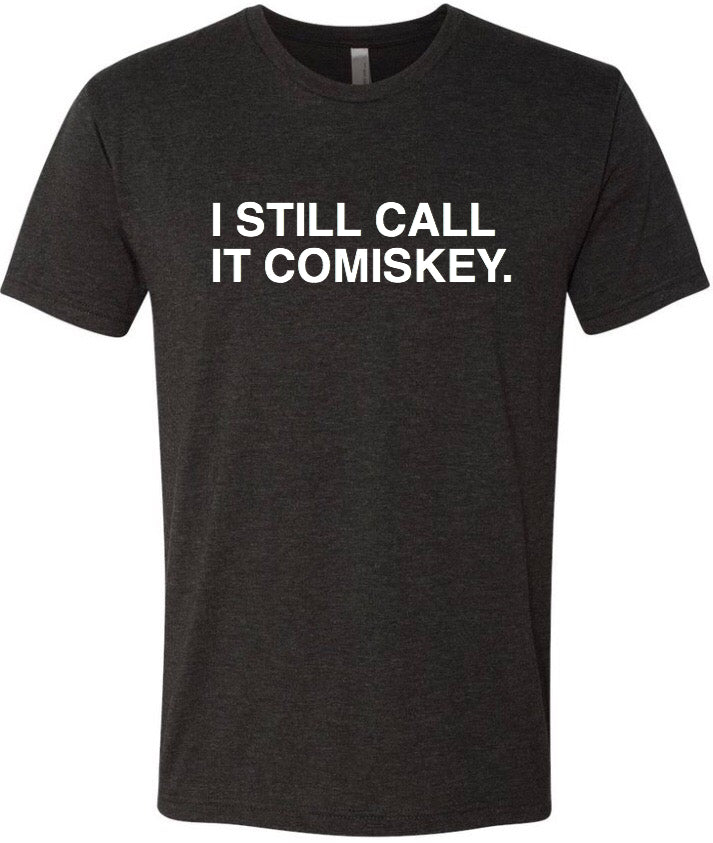Obvious Mens Heathered Black I Still Call it Comiskey Tee