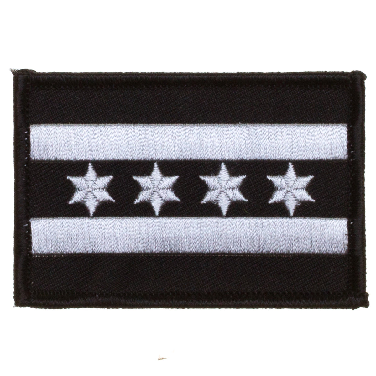 Chicago Flag Small Black and Silver Patch