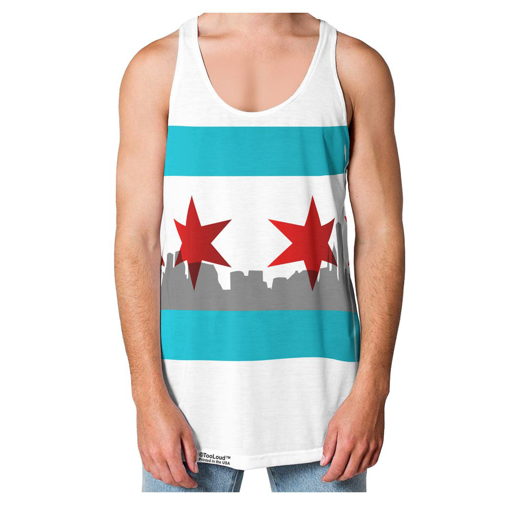 Chicago White Men's Big Flag Skyline Tank