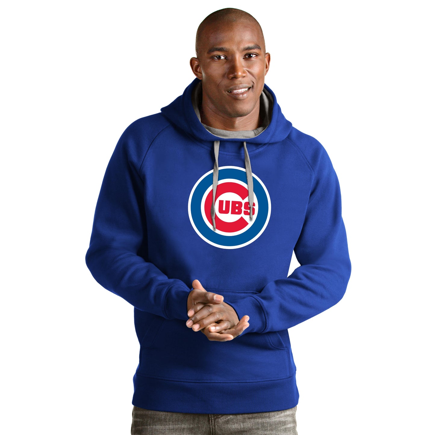 Chicago Cubs Mens Royal w/ Bullseye Antigua Victory Pullover Hood