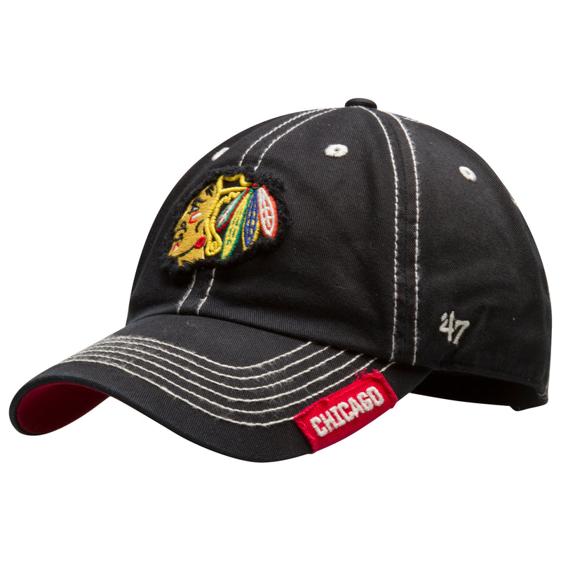Chicago Blackhawks Stitched and Frayed Primary Logo Adjustable Hat