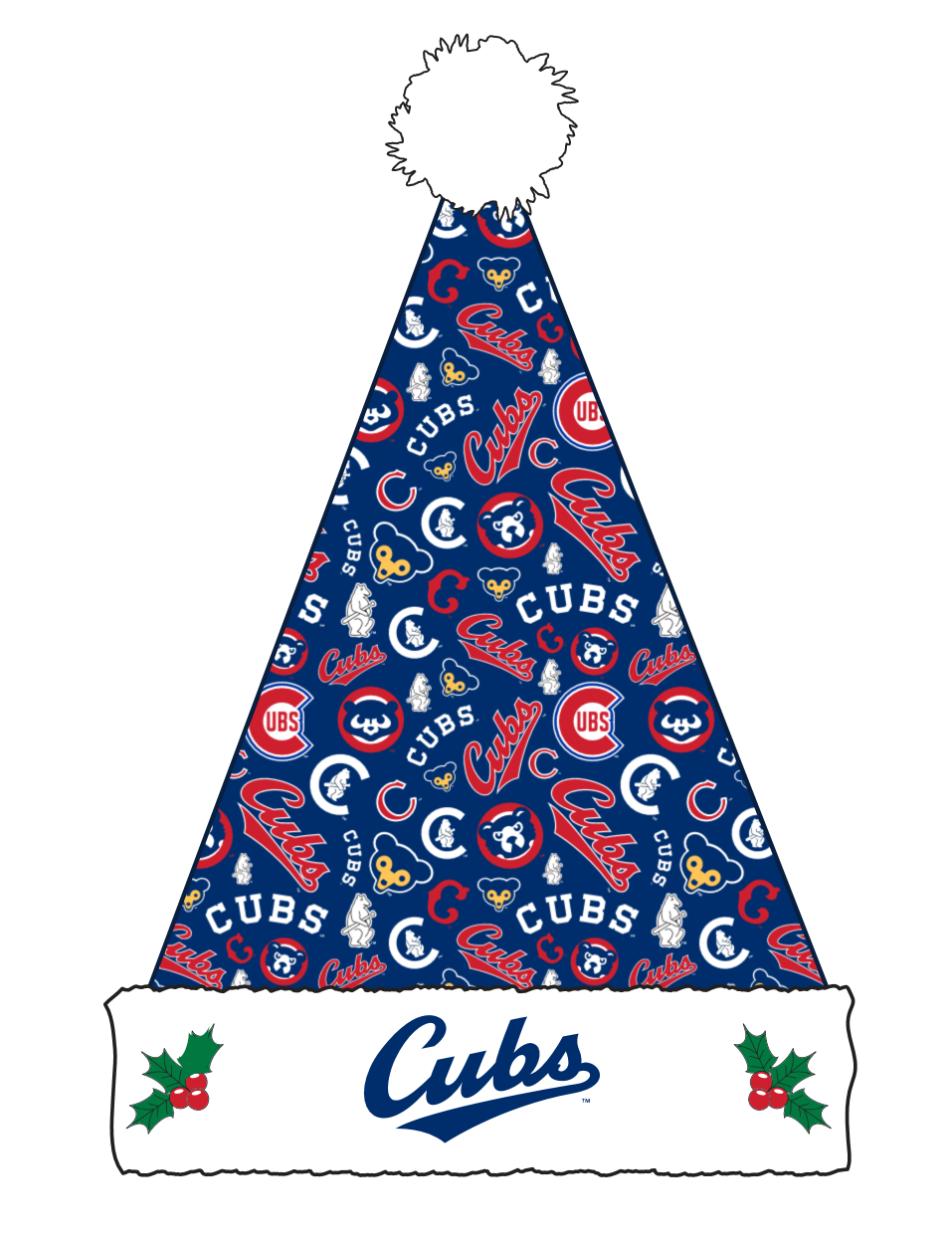Chicago Cubs Ugly Sweater Pattern Santa Hat