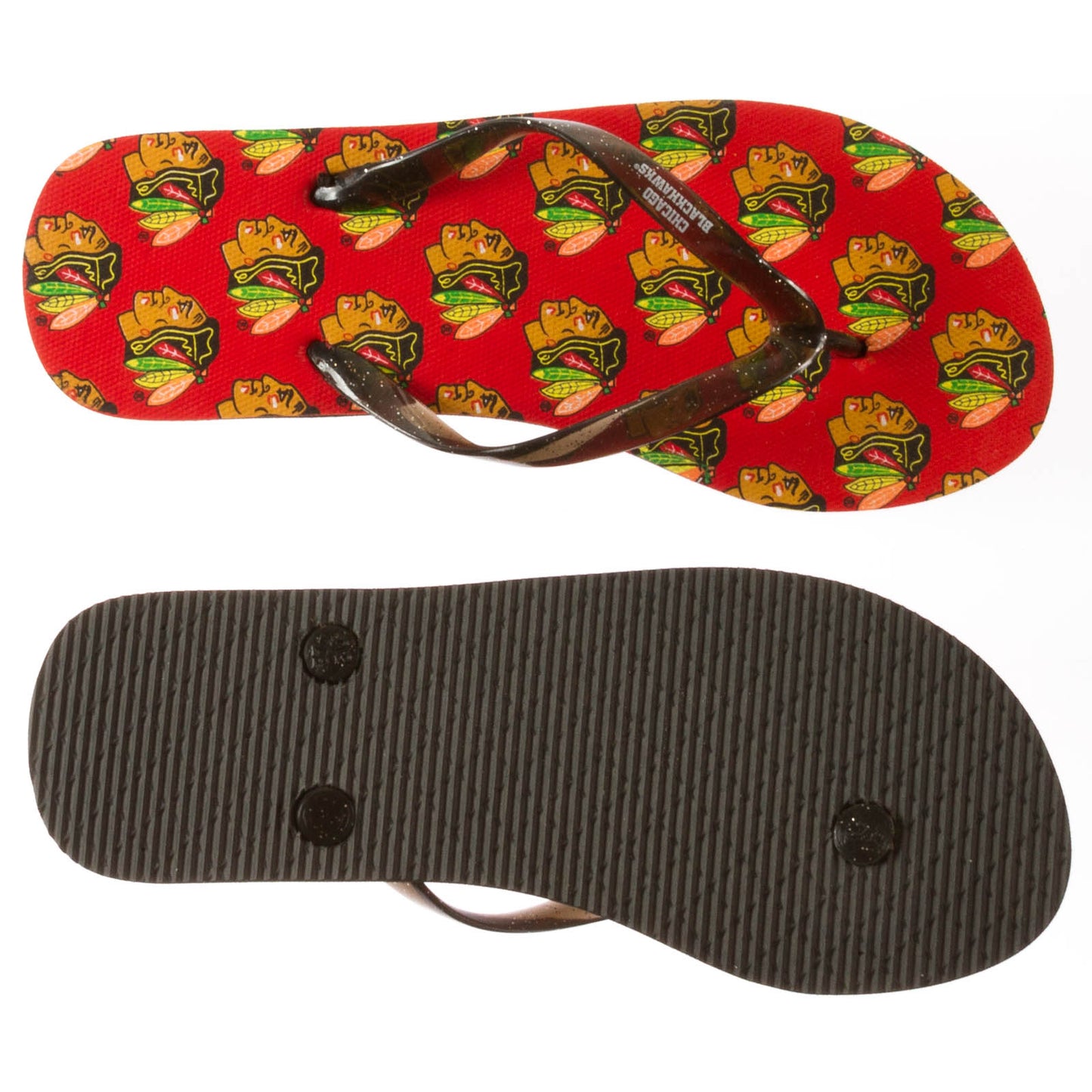 Chicago Blackhawks Women's Glitter Strap Flip Flops