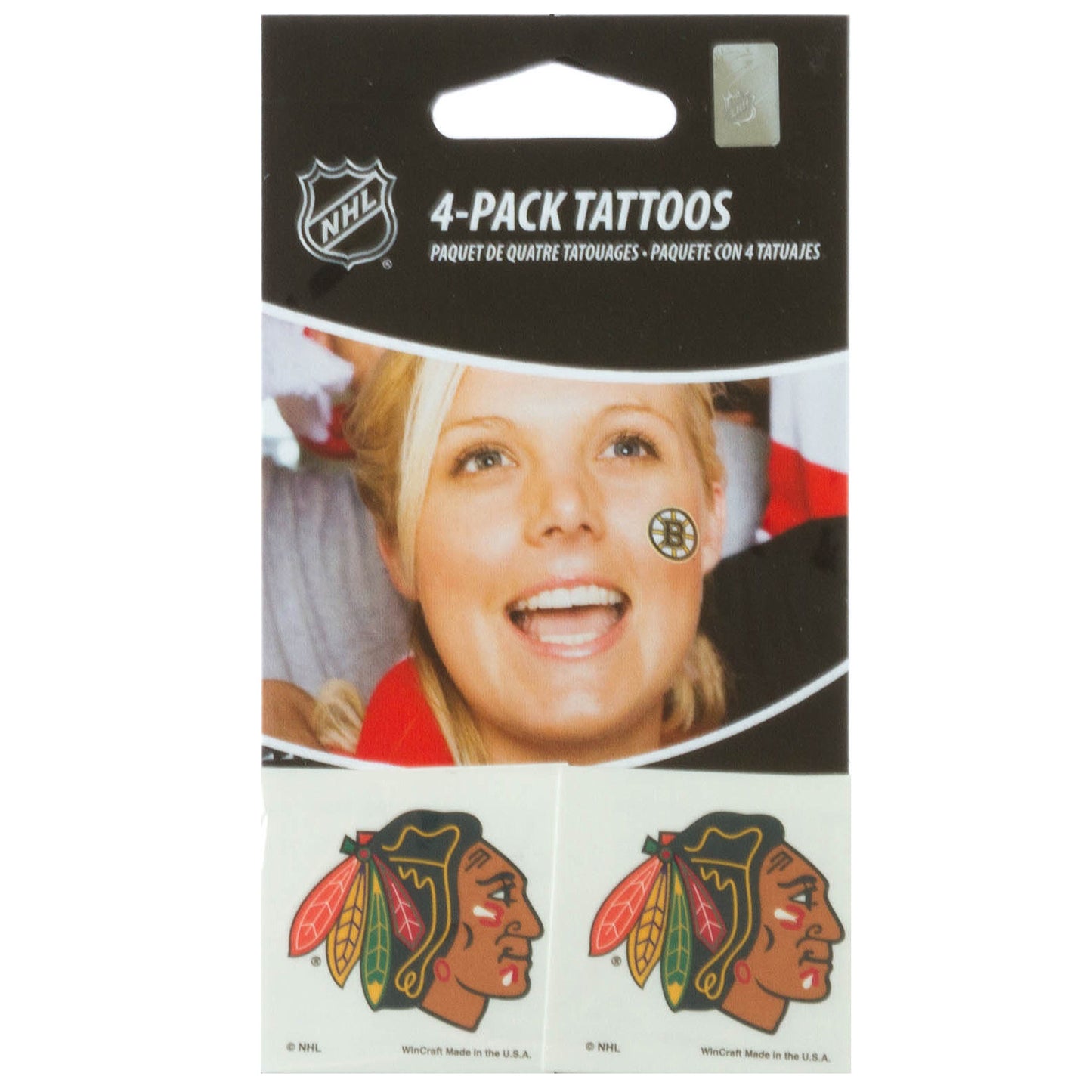Chicago Blackhawks Indian Head Temporary Tattoo 4-Pack