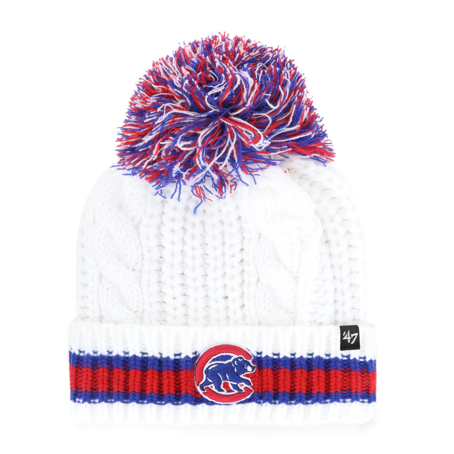 Chicago Cubs Women's White Sorority Cuff Knit w/ Pom & Crawl Bear