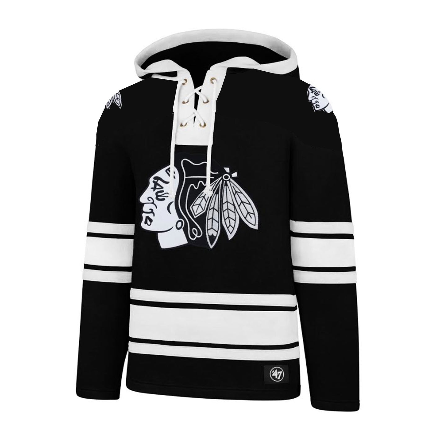 Chicago Blackhawks Men's 47' Black/White Lacer Hoodie