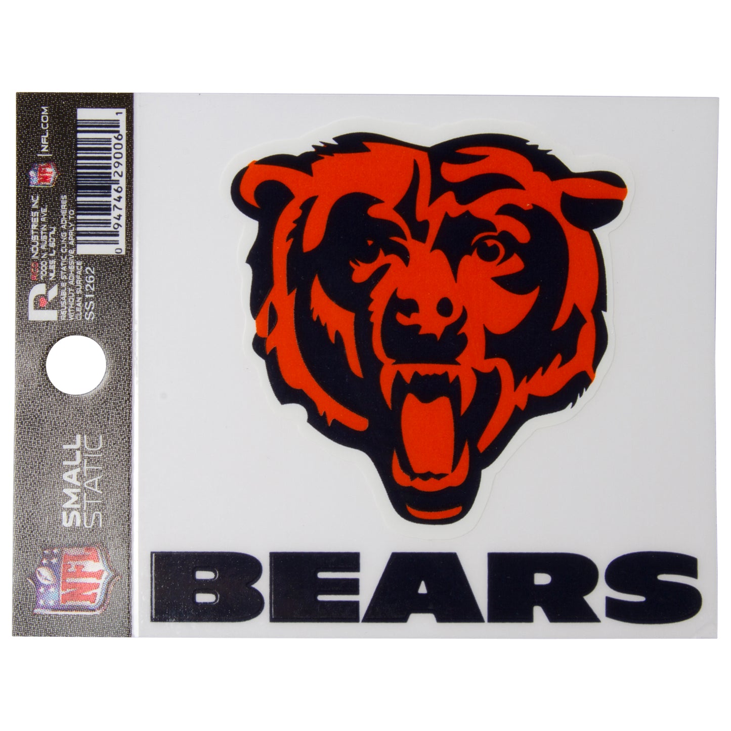 Chicago Bears 4" x 3.5" Bear Face Static Cling Decal