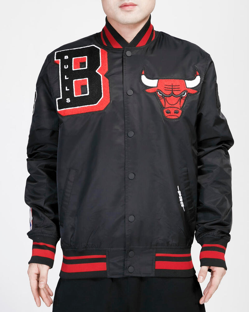 Chicago Bulls Black Satin Mash Up Jacket