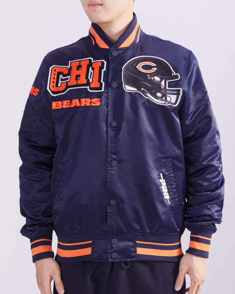 Chicago Bears Navy Satin Mash Up Jacket
