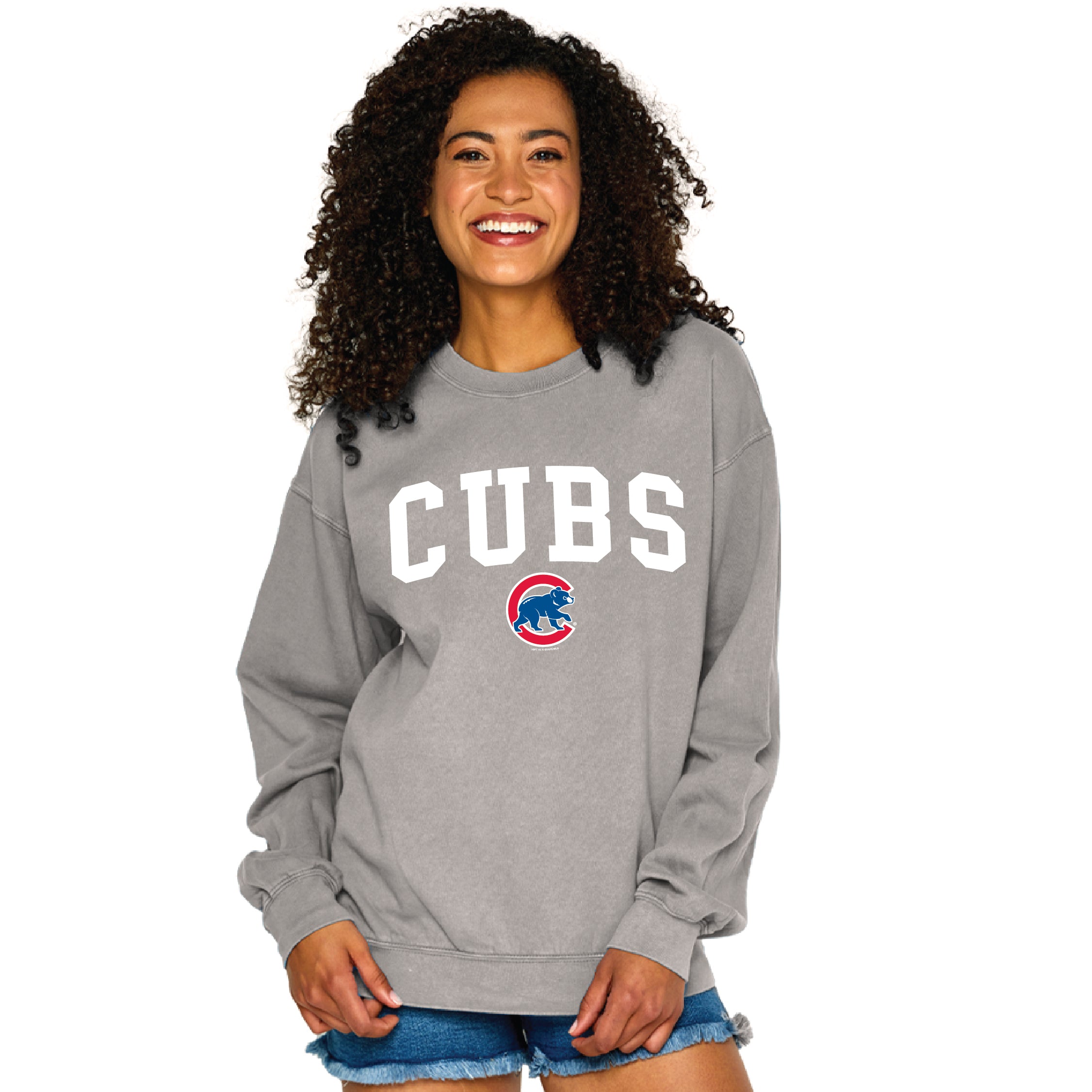 Chicago Cubs Women s Concrete Printed Crew Neck Sweatshirt