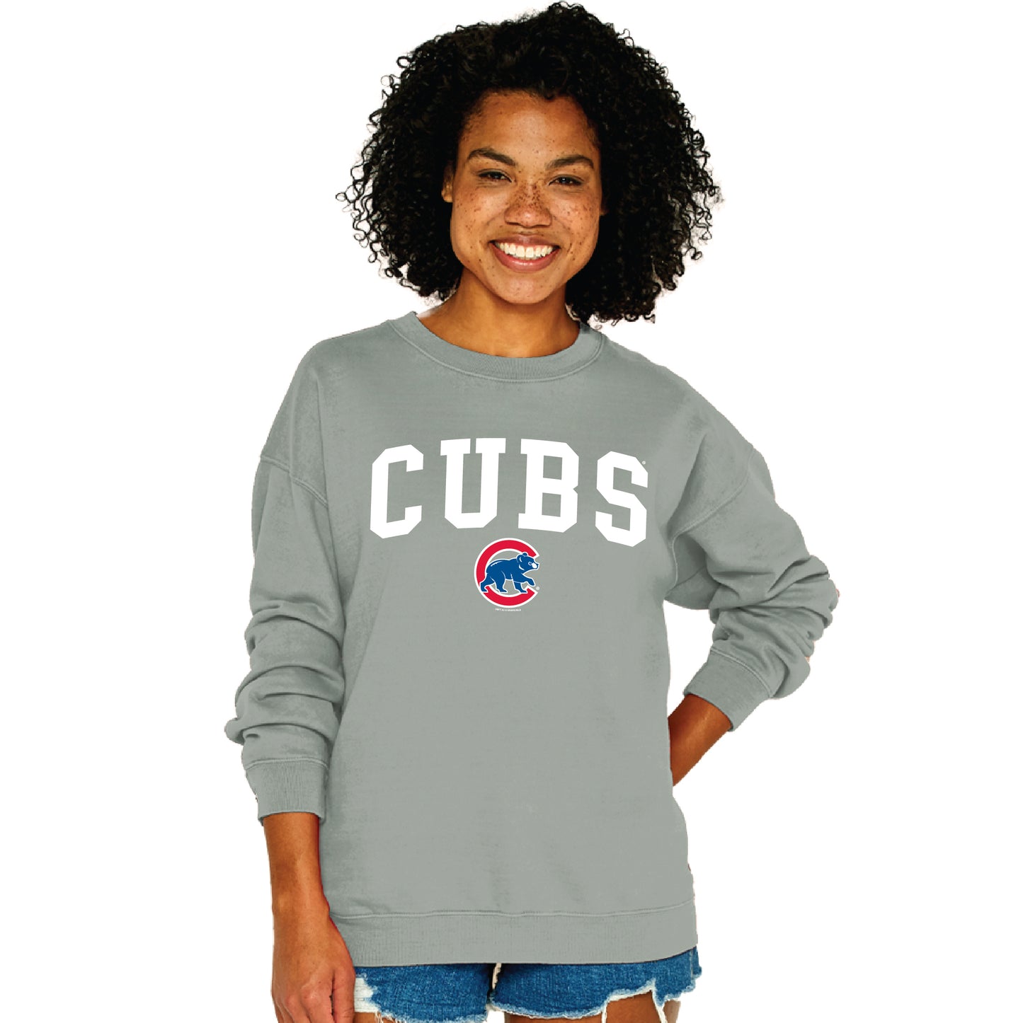 Chicago Cubs Women's Sage Printed Crew Neck Sweatshirt