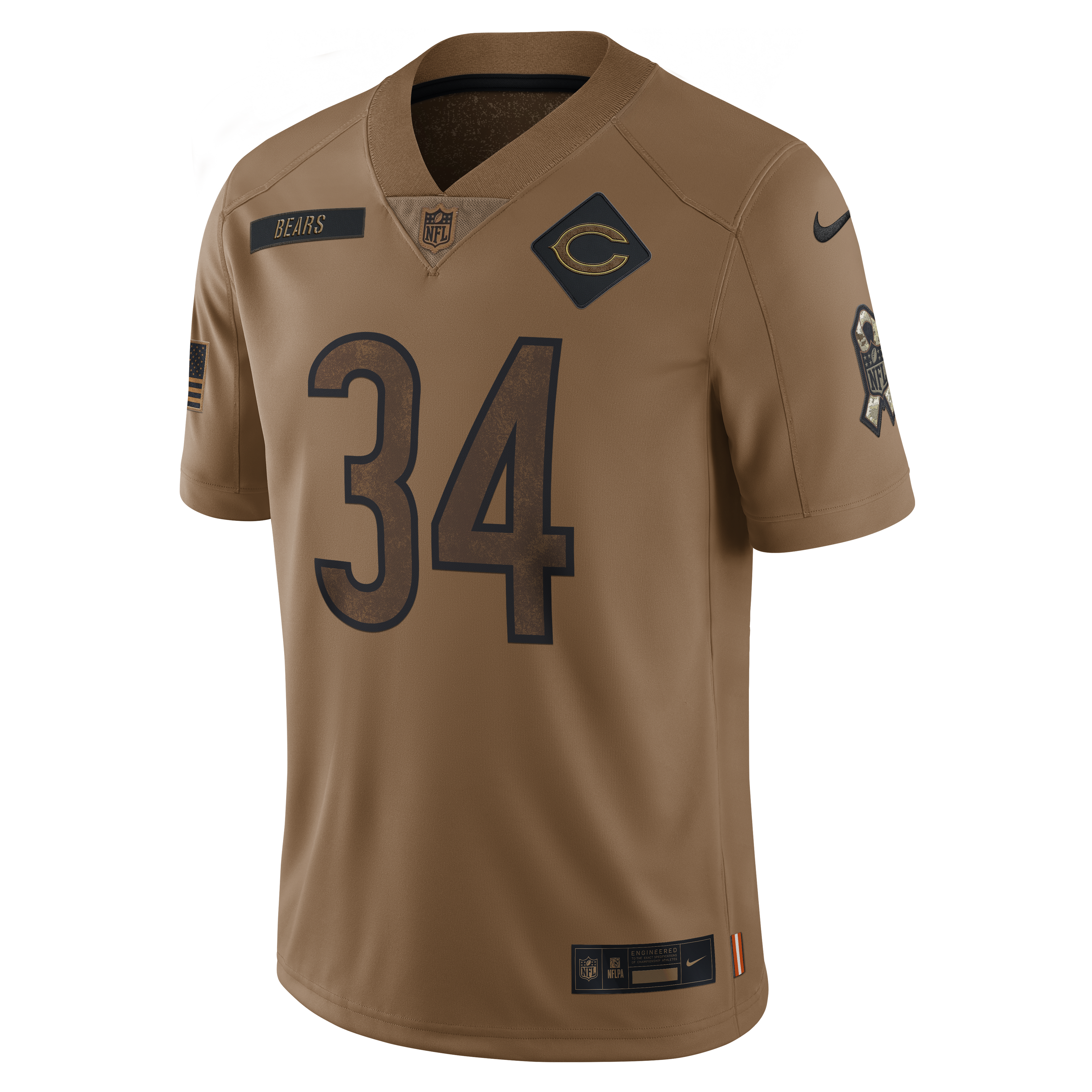 Bears No34 Walter Payton Men's Nike Olive Gold 2019 Salute to Service Limited Jersey