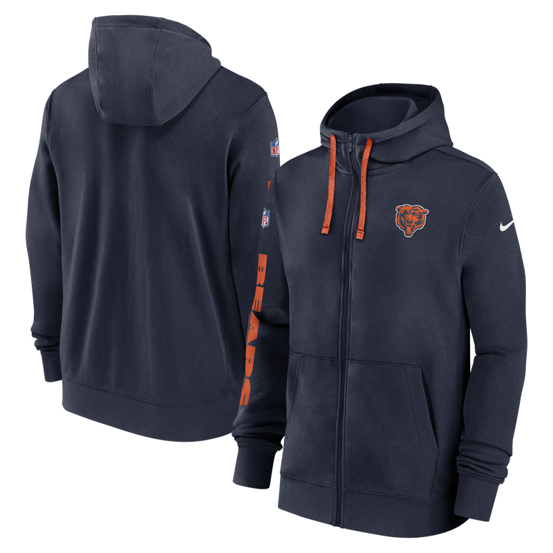 Chicago Bears Nike Navy Full Zip Team Issue Hoodie