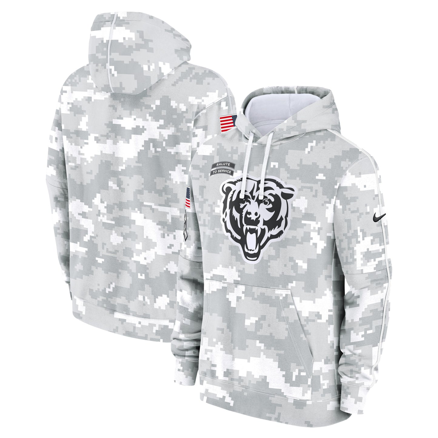 Chicago Bears 2024 Salute to Service Nike Men's Arctic Camo Club Fleece Pullover Hoodie