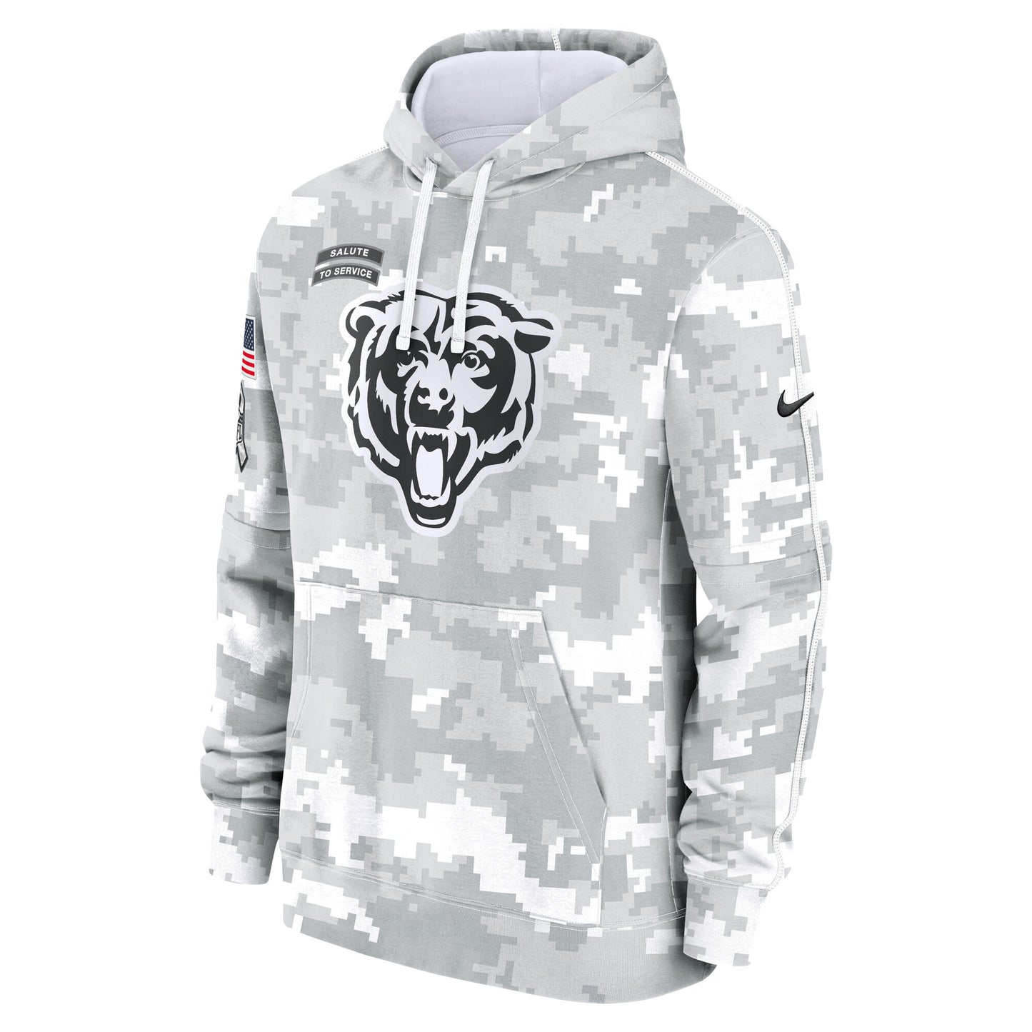 Chicago Bears 2024 Salute to Service Nike Men's Arctic Camo Club Fleece Pullover Hoodie