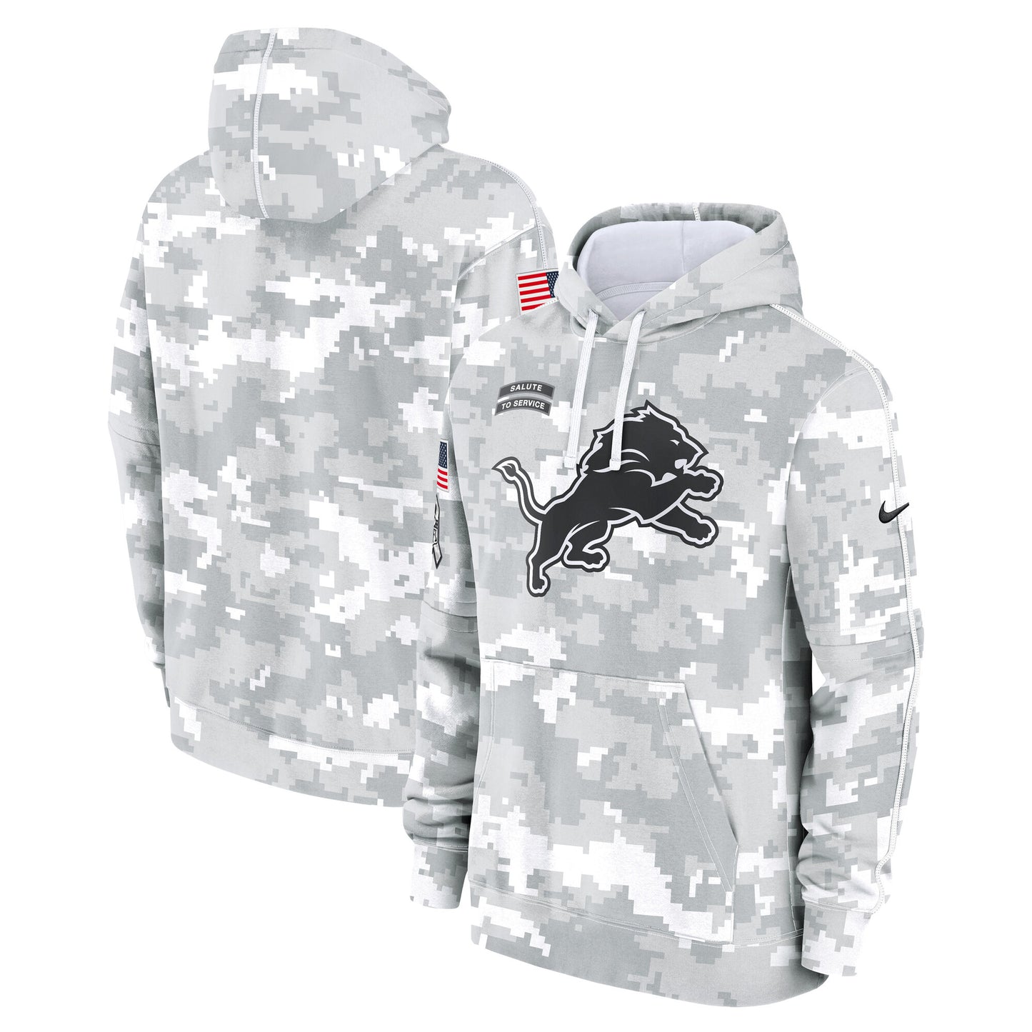 Detroit Lions 2024 Salute to Service Nike Men's Arctic Camo Club Fleece Pullover Hoodie