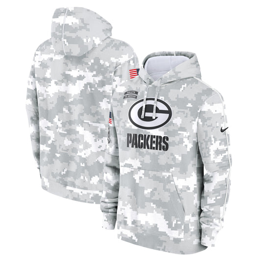 Green Bay Packers 2024 Salute to Service Nike Men's Arctic Camo Club Fleece Pullover Hoodie