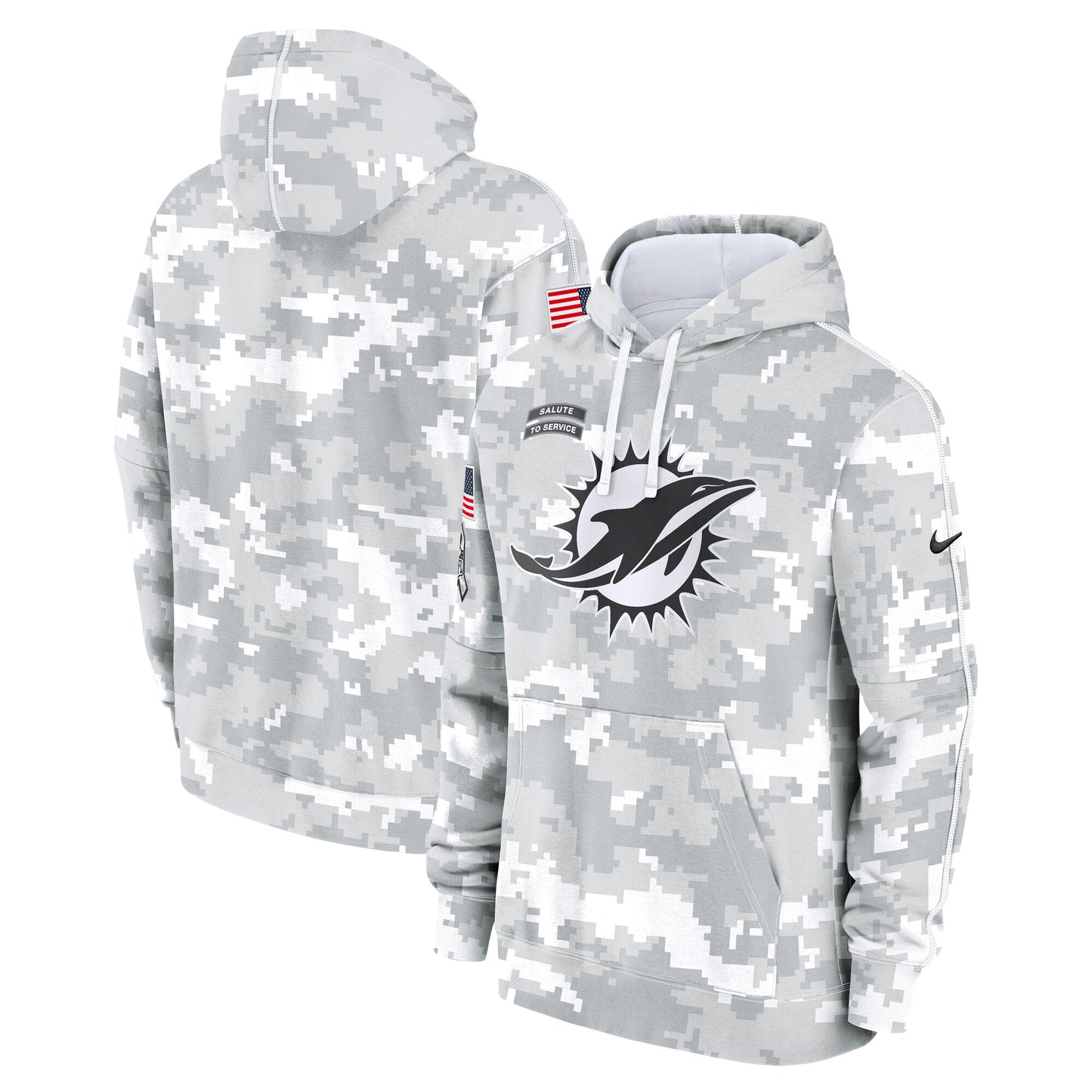 Miami Dolphins 2024 Salute to Service Nike Men's Arctic Camo Club Fleece Pullover Hoodie