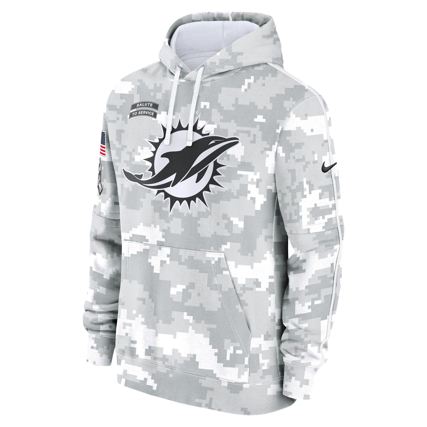 Miami Dolphins 2024 Salute to Service Nike Men's Arctic Camo Club Fleece Pullover Hoodie