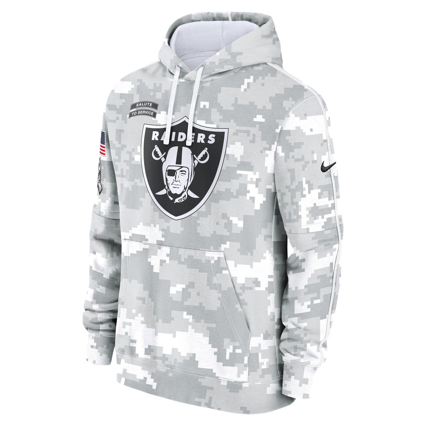 Las Vegas Raiders 2024 Salute to Service Nike Men's Arctic Camo Club Fleece Pullover Hoodie