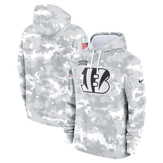 Cincinnati Bengals 2024 Salute to Service Nike Men's Arctic Camo Club Fleece Pullover Hoodie