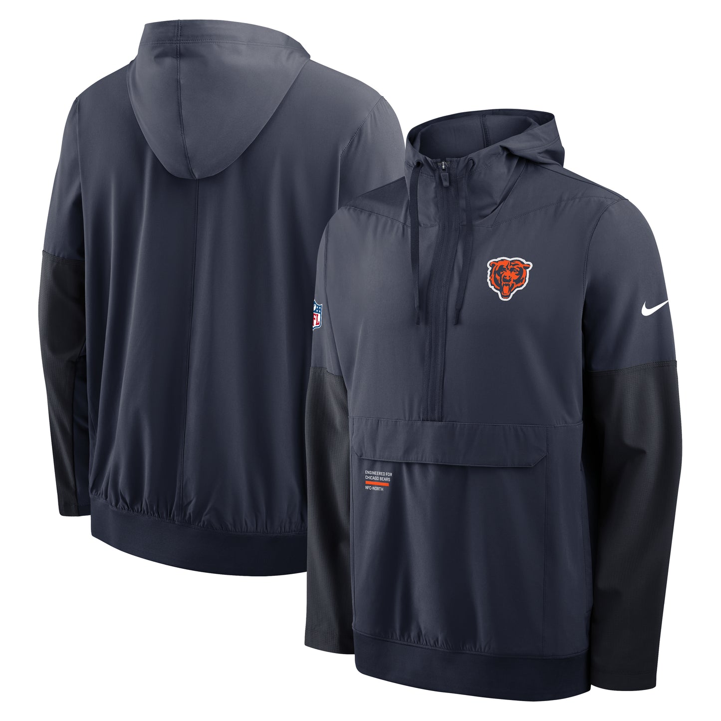 Chicago Bears Nike 2025 Sideline Navy 1/2 Zip Pocket Jacket