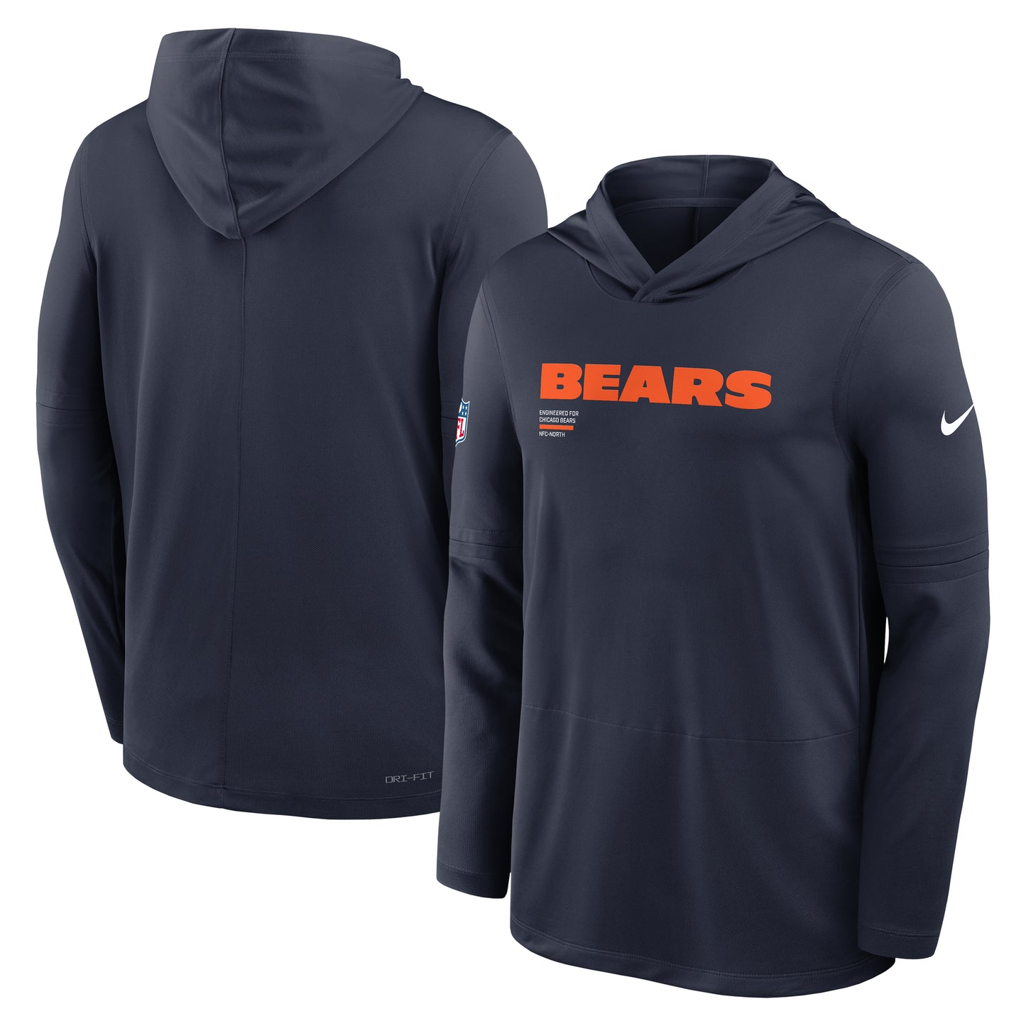 Chicago Bears 2025 Nike Sideline Navy Lightweight Hoodie