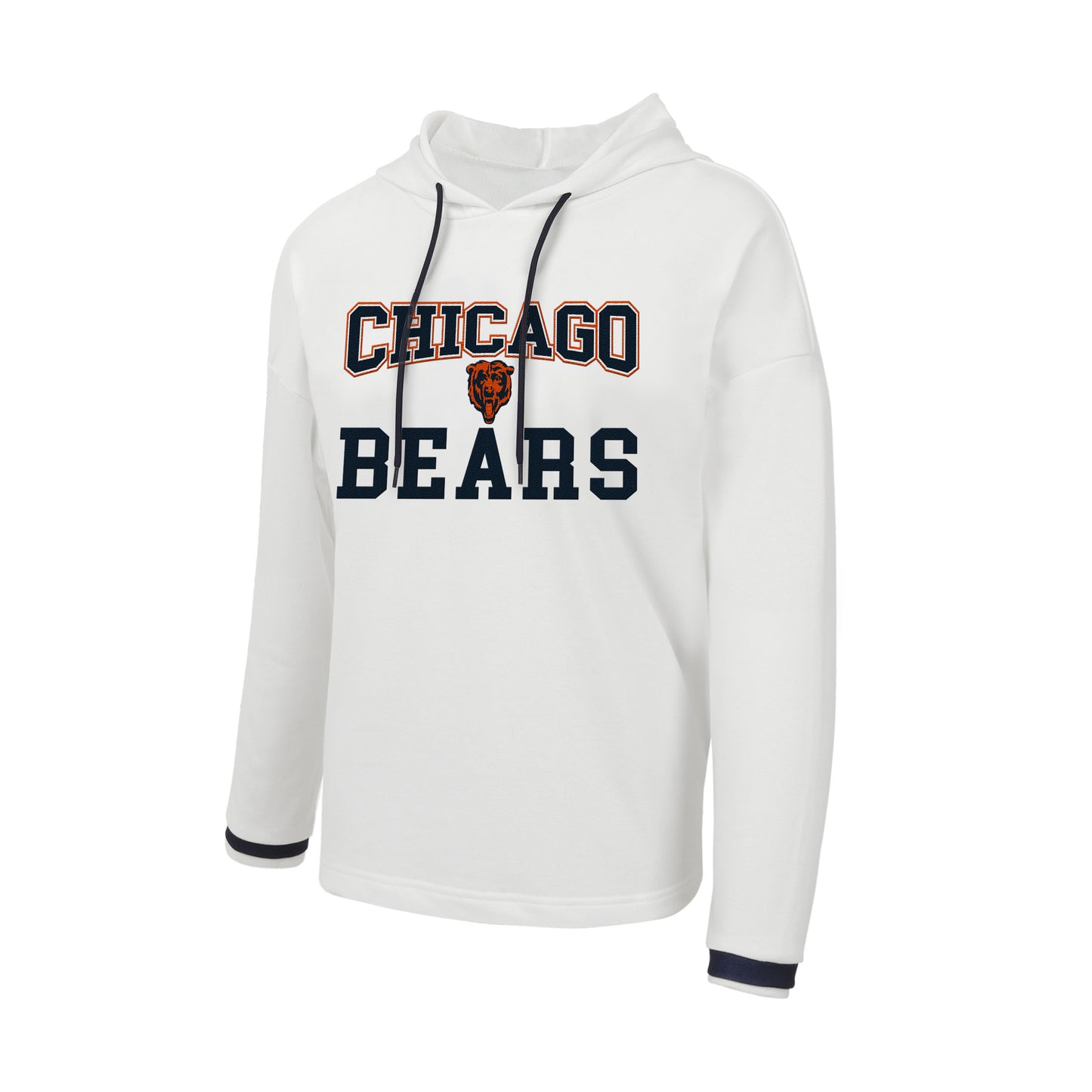 Chicago Bears Women's White Borough Long Sleeve Hooded Top