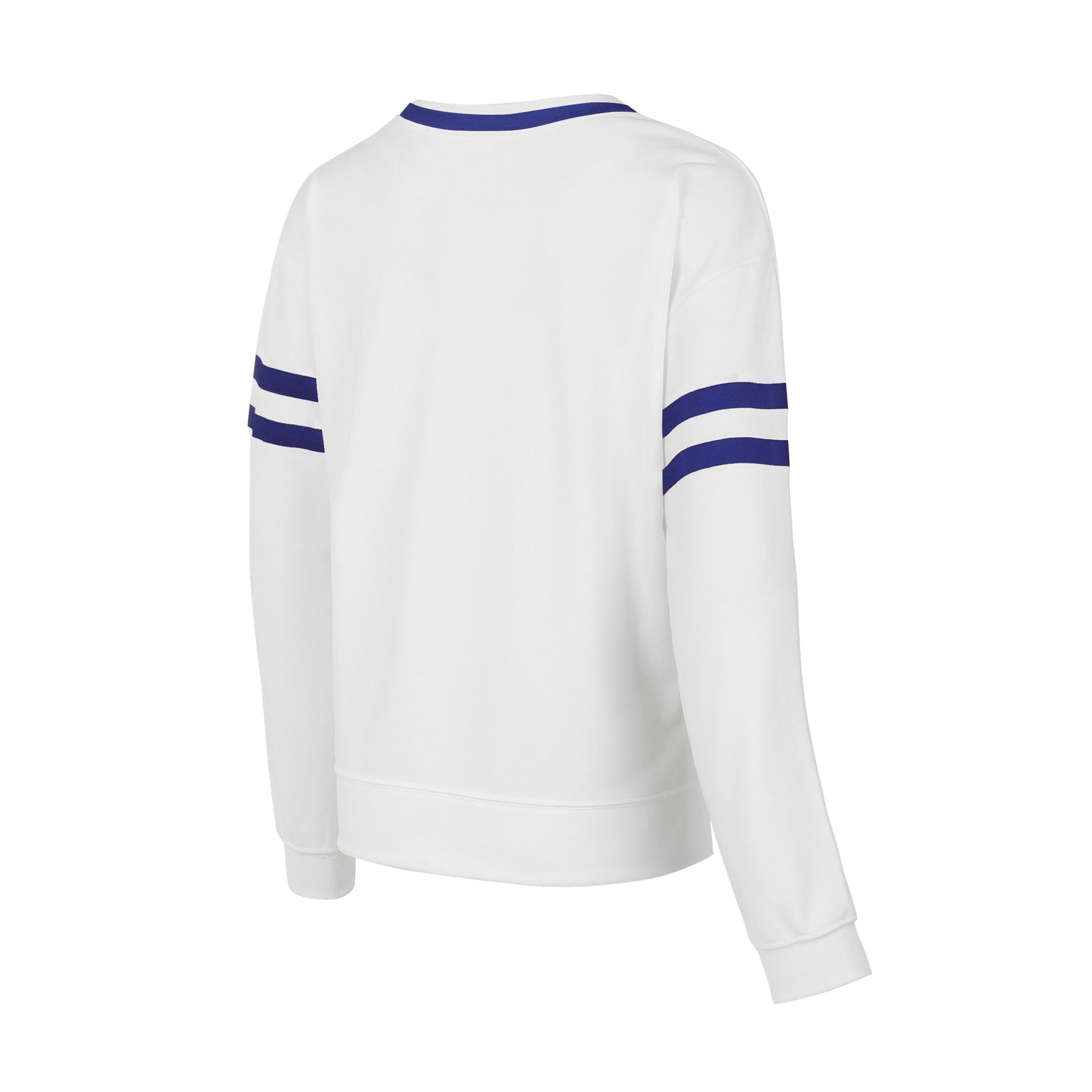 Chicago Cubs White Ladies Borough Striped Crew Neck Sweatshirt