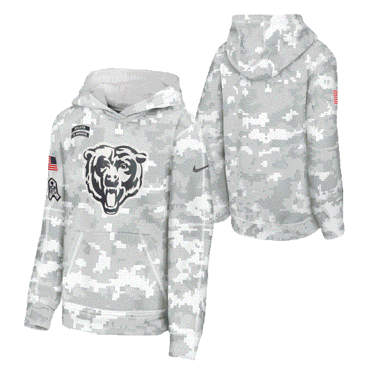 Chicago Bears 2024 Salute to Service Nike Youth Arctic Camo Club Fleece Pullover Hoodie