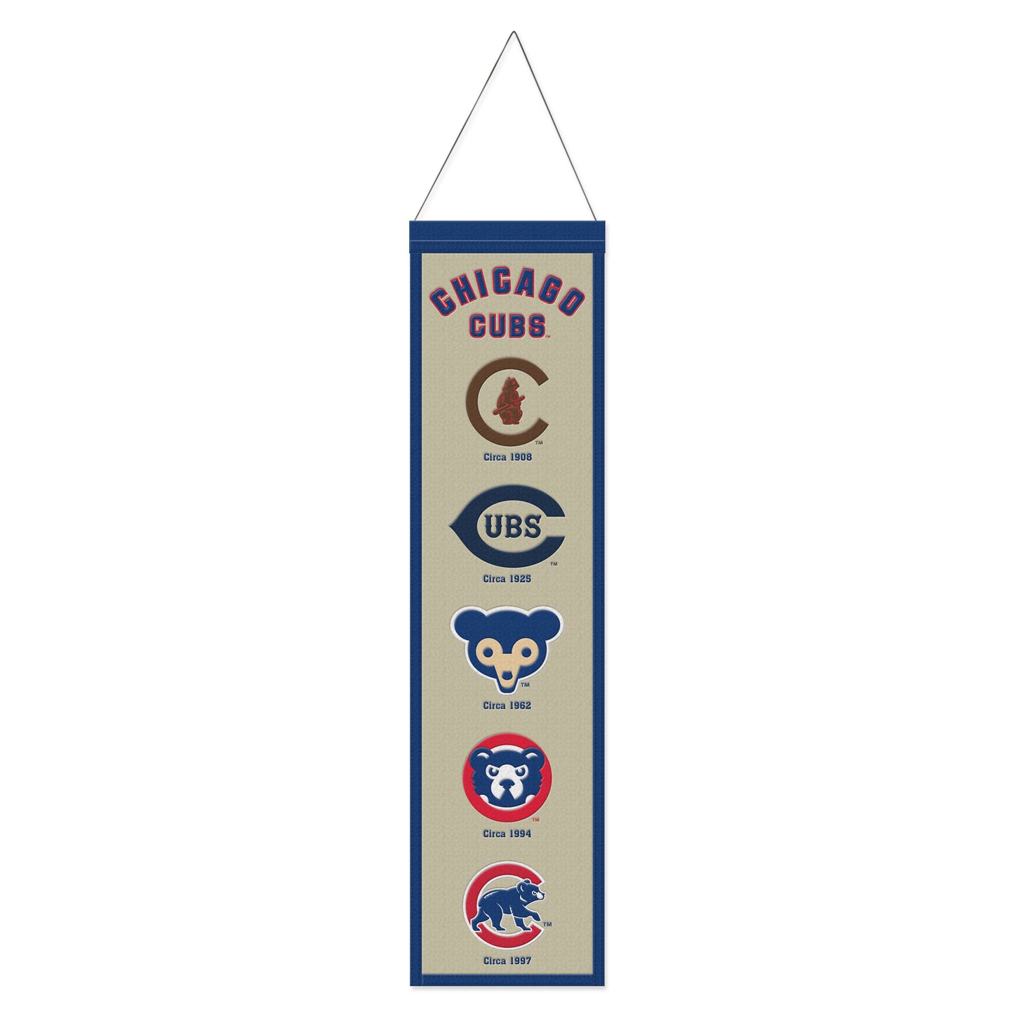 Chicago Cubs Cream 8"x32" Cooperstown Wool Banner