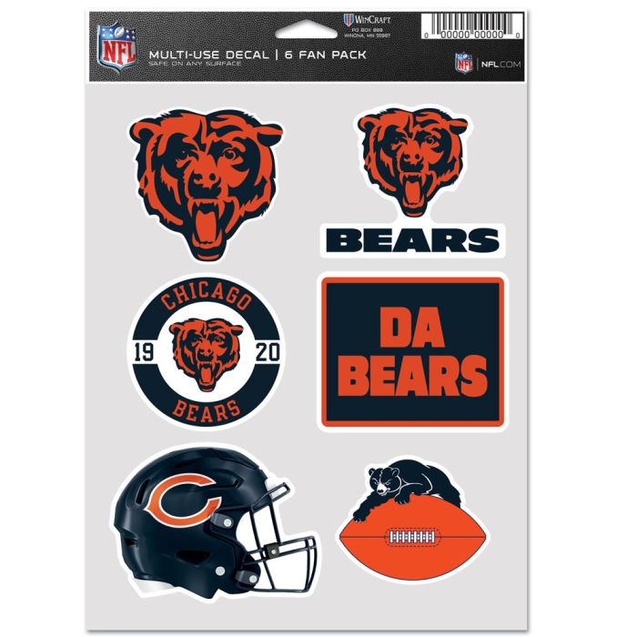 Chicago Bears Multi-Use Decals 6 Fan Pack