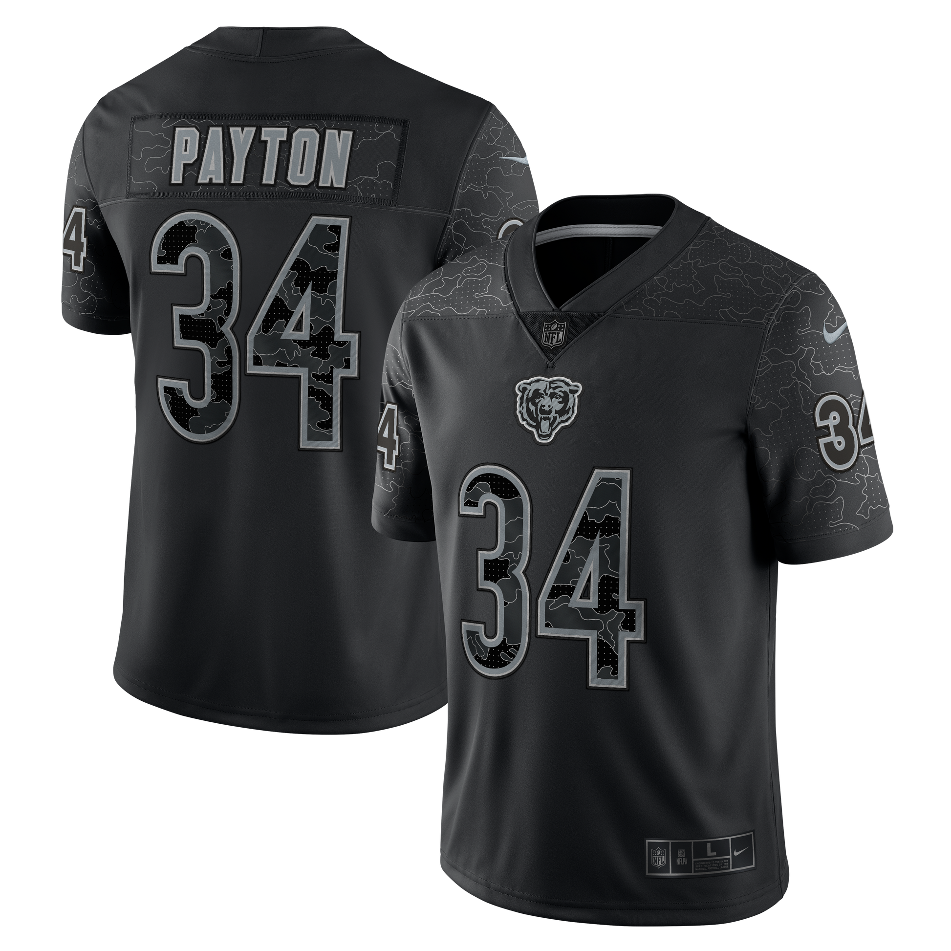 Walter Payton Chicago Bears Black Grey Jersey