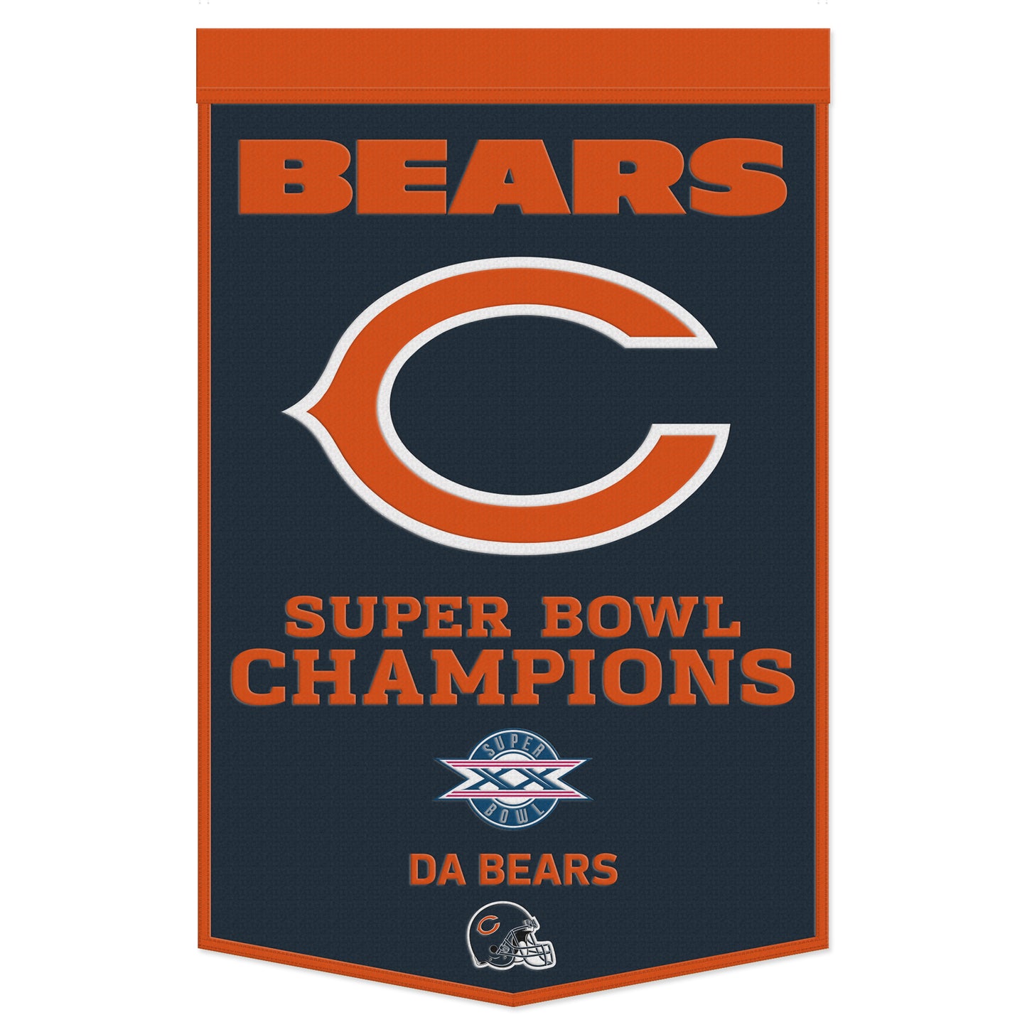 Chicago Bears 24" x3 8" Super Bowl Wool Banner