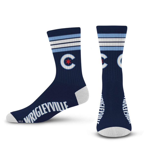 Chicago Cubs 4 Stripe Wrigleyville City Connect Socks - Clark Street Sports