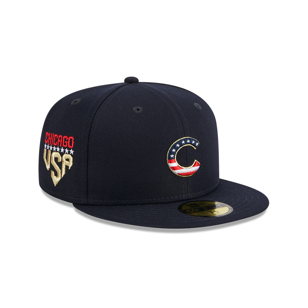 New Era Men's Chicago Cubs Blue Stacked 9Forty Adjustable Hat