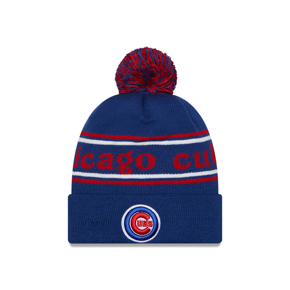 Chicago Cubs Royal Blue OTC Stripes Pom Knit Hat