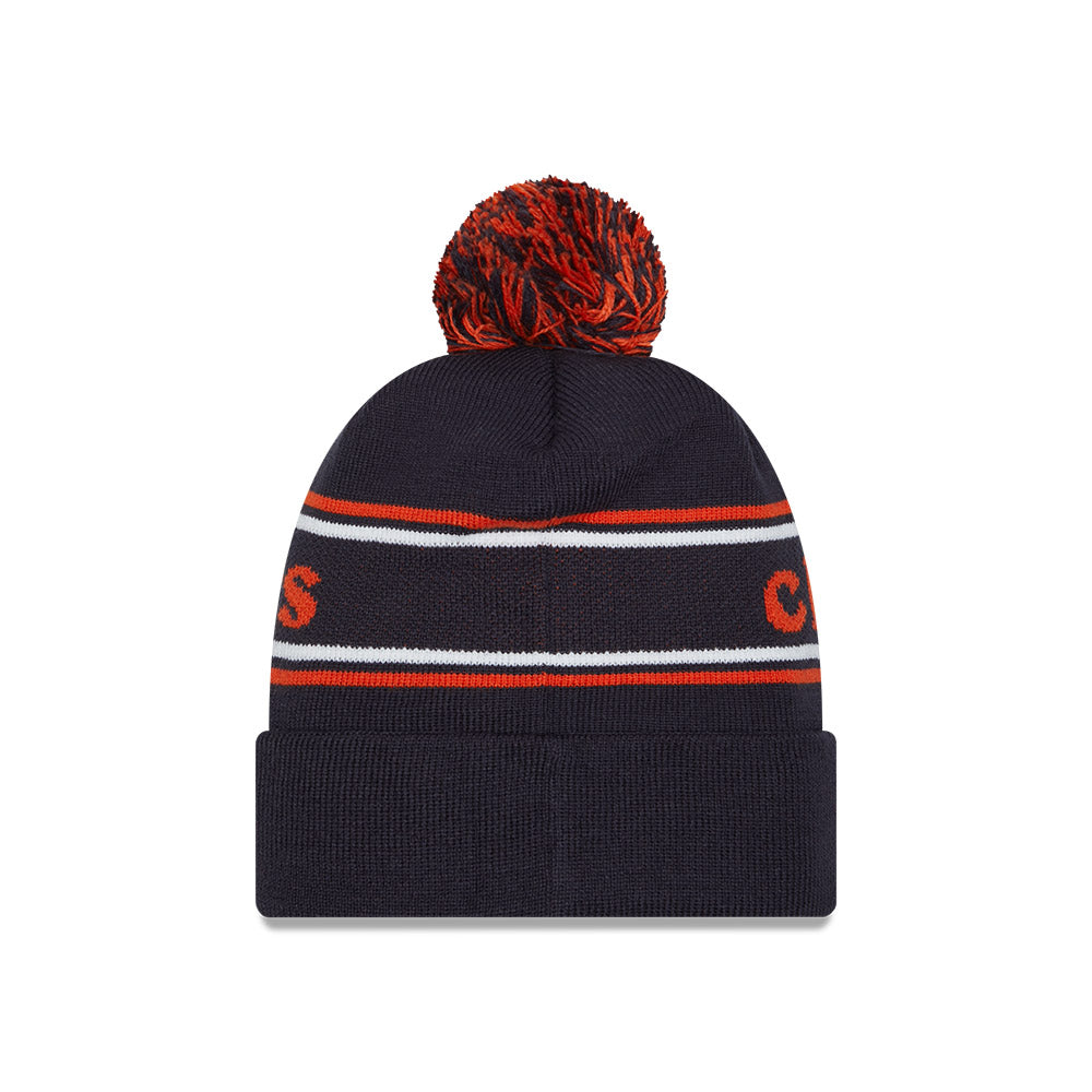 Chicago Bears Navy OTC Stripes Patch Pom Knit Hat