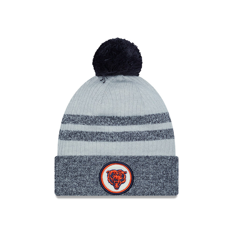 Chicago Bears Gray/Blue Patch Pom Knit Hat