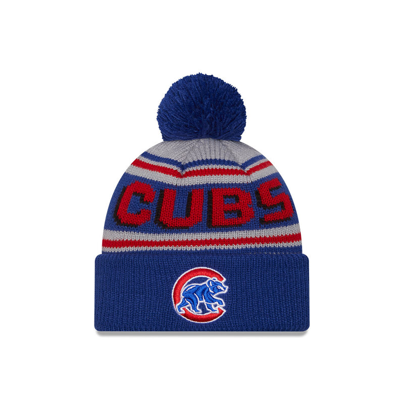 Chicago Cubs New Era Evergreen Grey Pom Knit Youth Hat