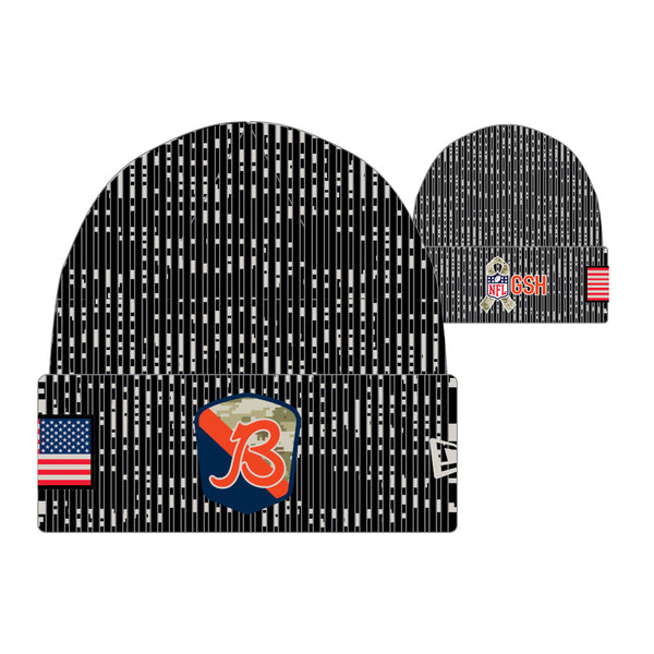 New Era Men's Chicago Bears 2023 Salute to Service Black Knit Beanie