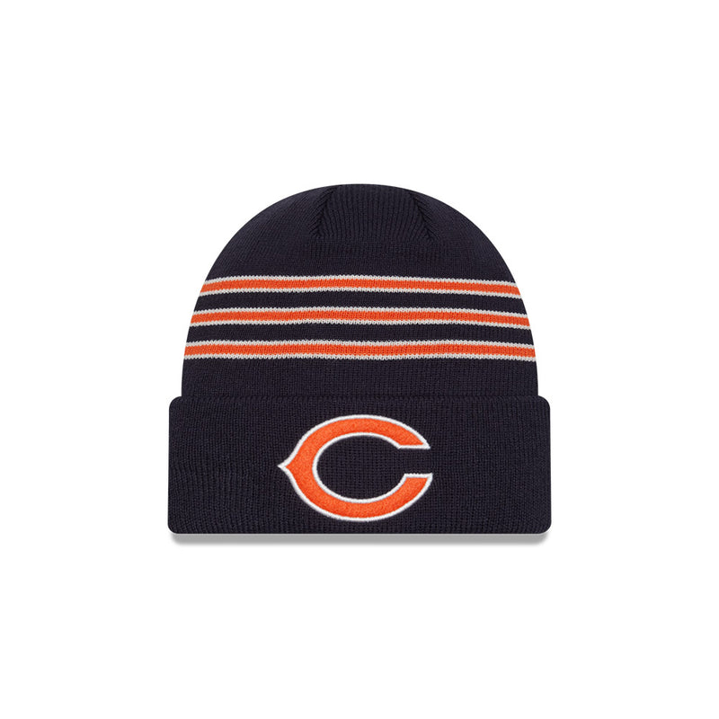 Chicago Bears Navy Striped Retro Cuffed Knit Hat
