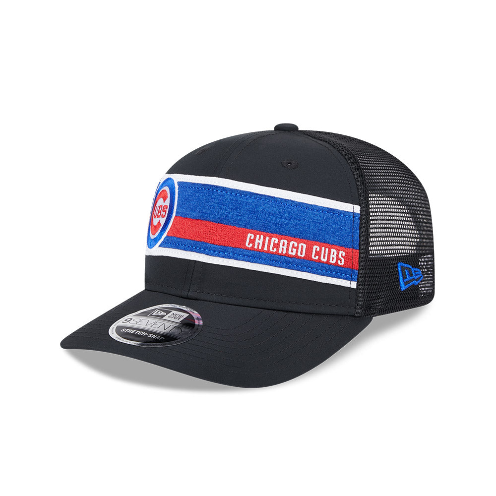 Chicago Cubs New Era 9SEVENTY Trucker Stripe Stretch Snap Adjustable Hat