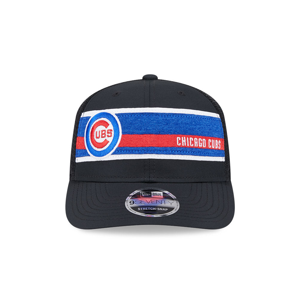 Chicago Cubs New Era 9SEVENTY Trucker Stripe Stretch Snap Adjustable Hat