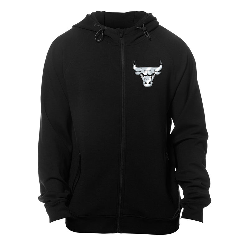 Chicago Bulls Black Full Zip Reflective Hoodie