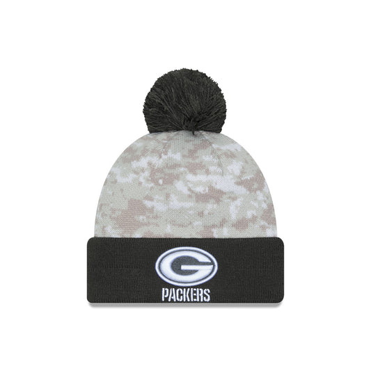 Green Bay Packers New Era Arctic Camo/Graphite 2024 Salute To Service Knit Hat