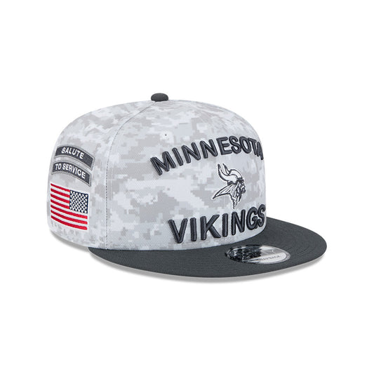 Minnesota Vikings New Era Arctic Camo/Graphite 2024 Salute To Service 9FIFTY Snapback Hat