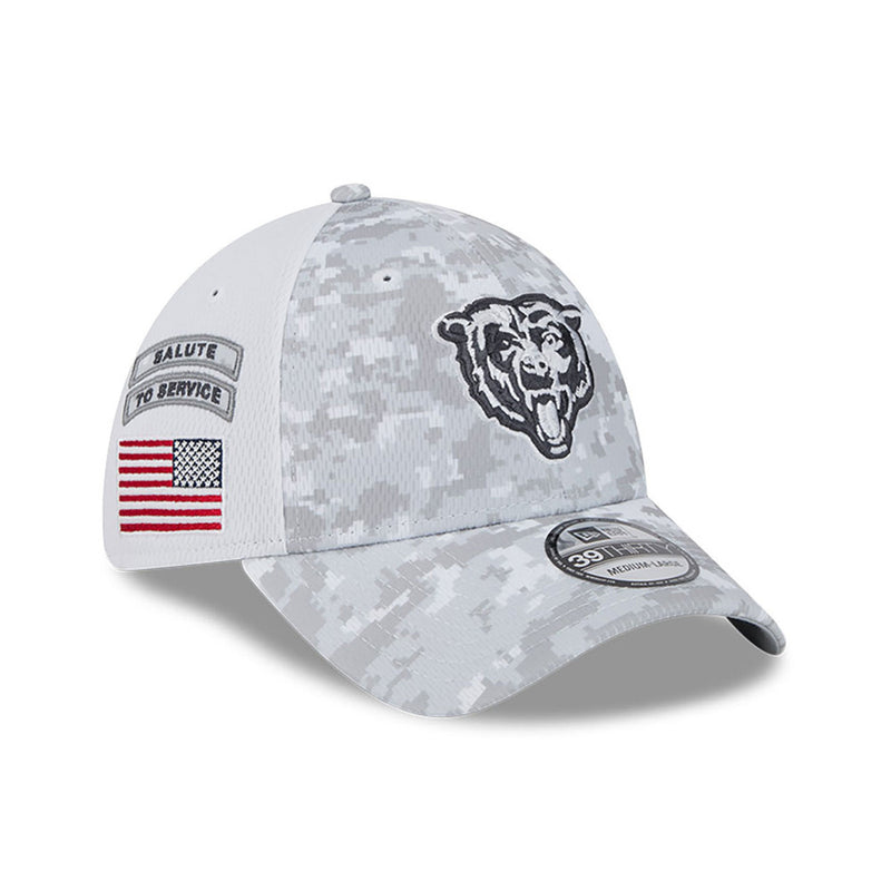 Chicago Bears New Era Arctic Camo/Graphite 2024 Salute To Service 39THIRTY Flex Fit Hat